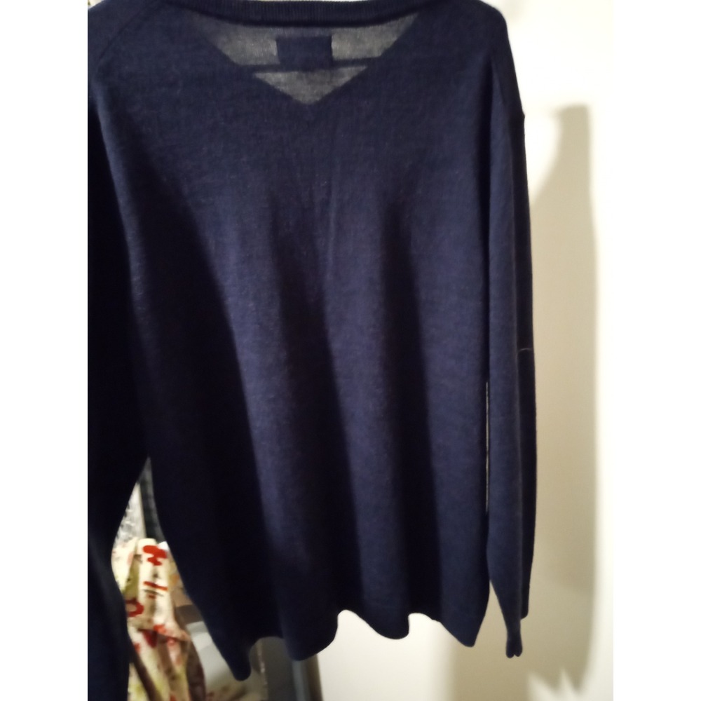 APT 9 Mens purple Blue Merino Wool‎ Blend Slim Fit V Neck Sweater XL
